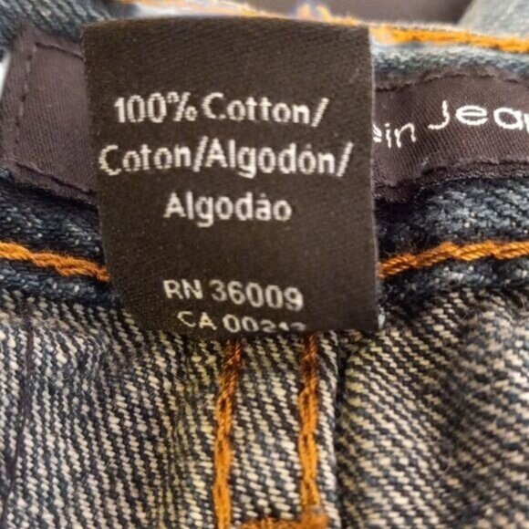 Calvin Klein Size 38 x 32 Mens Jeans Relaxed Straight Fit Dark Wash 100% Cotton - Picture 14 of 15